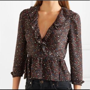 Madewell silk star wrap top